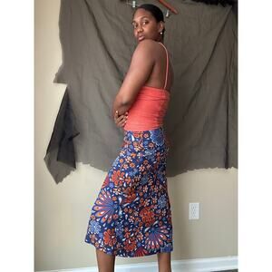 Sigrid Olsen Retro Floral Midi Slip Skirt Size Small